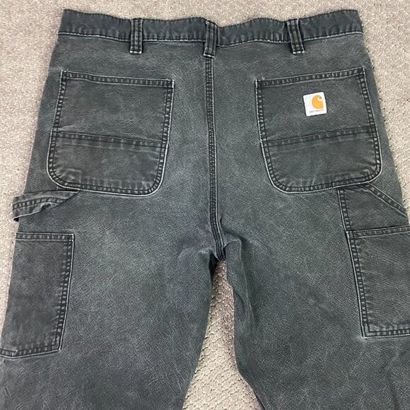 Distressed Carhartt Double Knee Pants 103334 BLK Mens 38 x 36 Fits 38x33.5 Black - Picture 6 of 14